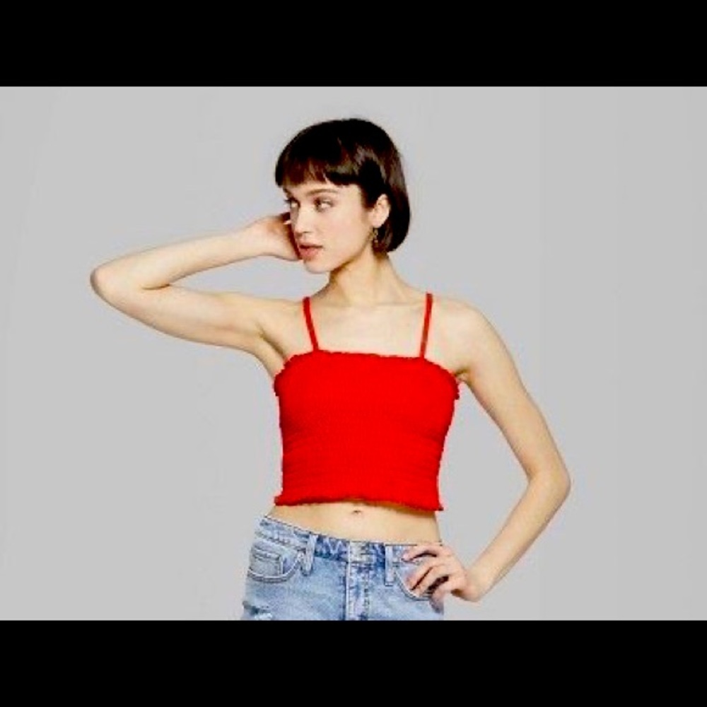 Ruched red tube top plus size